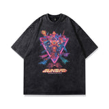 Men T Shirt Vintage Spoof Angel Graffiti Printing Distressed Short Sleeve T-shirt for Men and Women