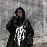 Men Hoodie Hooded Cardigan Sweater Men's Loose Long Sleeve Zipper Jacket