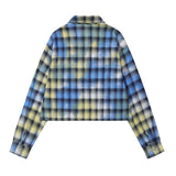 Women's Long Sleeve Shirt Color Tie-Dyed Plaid Long Sleeve Shirt Women's Loose