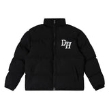 Men Cotton Mixed Jacket Coat Letter Printed Cotton-Padded Jacket Male Loose Casual Warm Cotton Coat