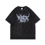 Men T Shirt Vintage Washed and Worn Casual Short Sleeve T-shirt