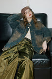 Unisex Jacket Autumn Ruffled Stand Collar Denim Jacket Women's Clothing