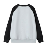 Men Hoodie Flocking Black Cat Embroidered Crew Neck Sweater
