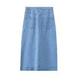 Women Skirt Women's Split Denim Skirt Long
