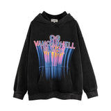 Men Hoodie Letter Printed Hoodie Men's Loose Pullover Long Sleeve Worn Looking Washed-out Hoodie