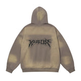 Men Hoodie Inkjet Gradient Printing Hooded Jacket Autumn and Winter Loose Embroidered Letters Zipper Cardigan Sweater