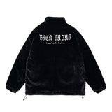 Men Cotton Padded Jacket Coat Letter Embroidered Cotton Jacket Men Winter Thickening Stand Collar Baggy Coat