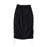 Women Skirt Retro Workwear Denim Long Skirts Female Spring and Autumn Skirt