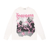 Men Long Sleeve Shirt Printed Long Sleeve Bottoming T-shirt Men and Women Street All-Match Loose