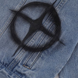 Men Denim Jacket Patterned Denim Jacket Men's Washed and Worn Denim Jacket