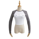 Women T-Shirt Fall Color Contrast Long Sleeve T-shirt Women Short Bottoming Shirt