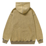 Men Fleece Lined Hoodie Letter Embroidery Washed and Worn Hooded Sweater Men's Loose Street Pullover Hoodie
