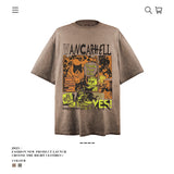 American vintage street T-shirt vintage men's summer loose half sleeve