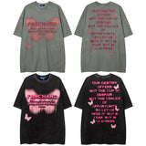 Men T Shirt Washed and Worn Short-Sleeved T-shirt Men's Retro