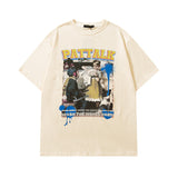 Men T Shirt Vintage Printed Couple Short Sleeve T-shirt Men and Women Ins Style