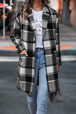 Plaid Trench Coat Women's Lapel Pocket Plaid