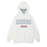 Men Hoodie Turtleneck Hooded Sweater Men's Paste Cloth Embroidery Letter Pullover