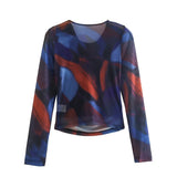 Women Skirt Autumn Printing Silk Net Printing Silk Net Skirt Suit