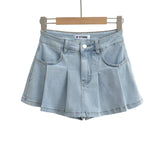 Women Skirt Denim Autumn Vintage Distressed A- line Skirt