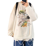 Men Hoodie Sweater Men's Loose Printed Casual Korean Style Autumn Crew Neck Long Sleeve