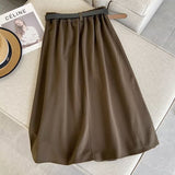 Women Skirt Autumn and Winter Woolen Skirt A- Line Dress Belt