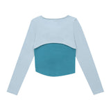 Women Long Sleeve T-Shirt Short Long Sleeve Cardigan Vest Women's Summer Casual T-shirt