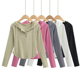 Women T-Shirt Hooded Long-Sleeved T-shirt Female Spring Undershirt