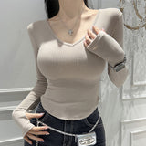 Women's Long Sleeve Shirt Women's Fitted Waist Bottoming Shirt Autumn and Winter Long Sleeve