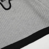 Women Sweater Color Block Short Casual Autumn Long Sleeve Top