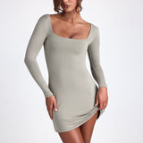 Woman Dresses Women's Winter Long Sleeve Backless Jumpsuit Skirt