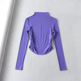 Women T-shirt High Neck Short Bottoming Shirt Women Spring Long Sleeve T-shirt