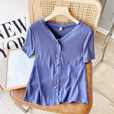 Women T-Shirt Women's Summer Fashion Short Sleeve Cardigan