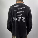 Men T-shirts "Three Gods Redemption Judgment" Washing Water Old Short Sleeve Crew Neck Loose