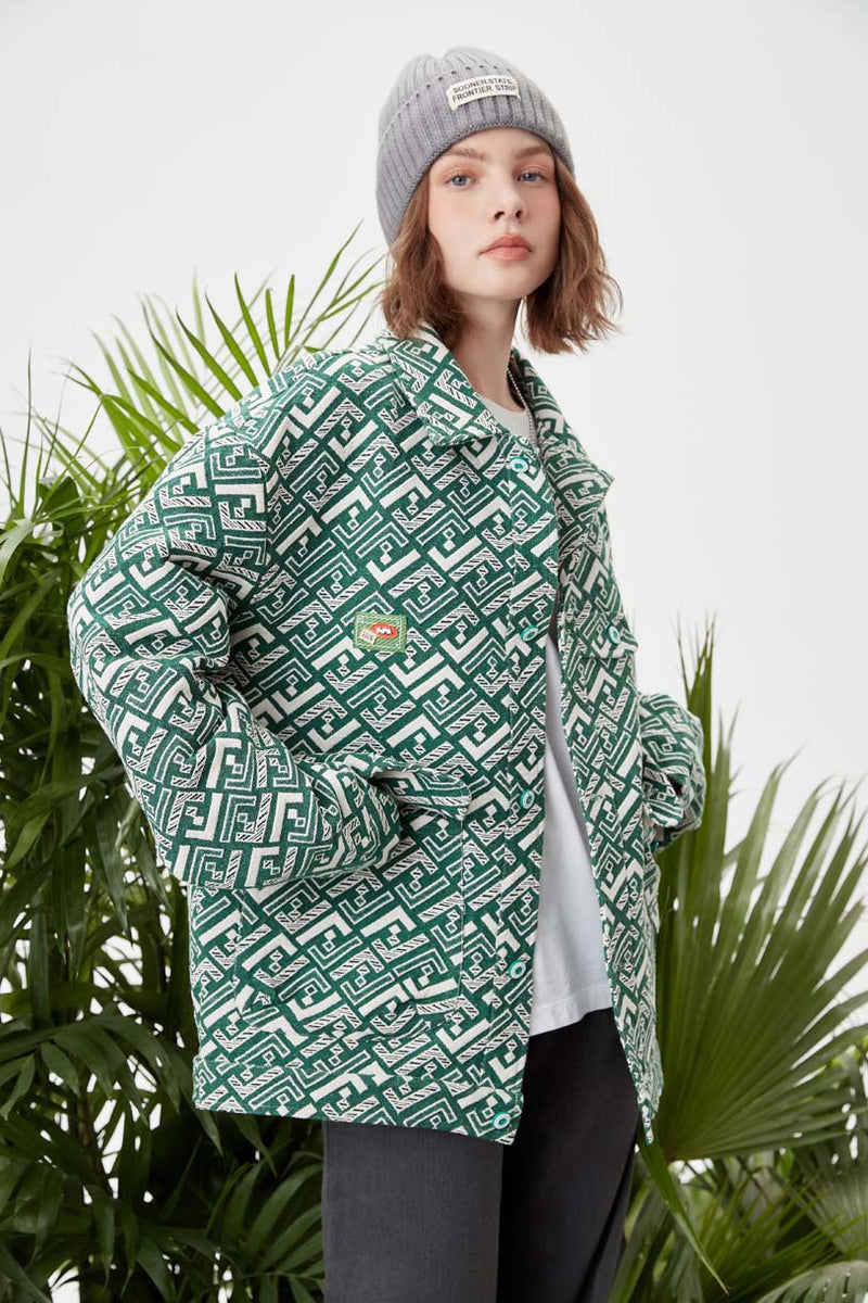 Unisex Jacket Autumn Yarn-Dyed Jacquard Coat Women's Clothing