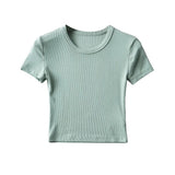 Women T-Shirt round Neck Short Sleeve T-shirt Women's Tight Top