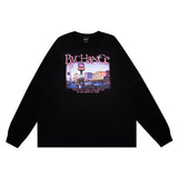 Men Hoodie Landscape Printing round Neck Men's Loose Casual