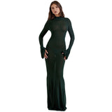 Women Dresses Autumn and Winter Women's Clothing round-Neck Flared Sleeves Dress