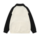 Men Hoodie Contrast Color Long Sleeves Polo Shirt Men's Loose Lapels Sweater