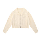 Women Sweater Knitted Cardigan Women Casual Polo Collar Long Sleeve Sweater