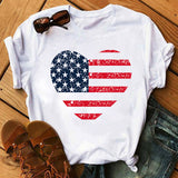 Women's Independence Day T Shirt T-shirt Women's Short Sleeve Heart Printing Loose
