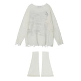 Women Sweater Distressed Knitwear High Street Letters Loose Autumn