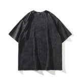Men T Shirt Printed Short-Sleeved T-shirt Loose Washed-out Distressed