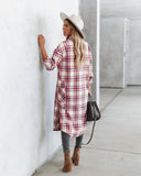 Plaid Trench Coat Spring and Autumn Women's Long Sleeve Plaid Printed