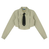 Women Long Sleeve Shirt Women's Short Shirt Spring and Autumn Long Sleeve Shirt
