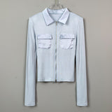 Women Long Sleeve Shirt Polo Collar Long Sleeve Shirt
