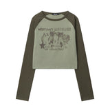 Women Long Sleeve T-Shirt Retro Cat Printing Long Sleeve T-shirt Girls Spring and Autumn Sleeve