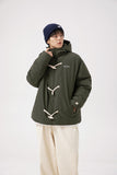 Unisex Hoodie Women's Ancient Horn Button Cotton-Padded Coat