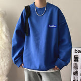 Men Hoodie Waffle Sweater Men's Spring and Autumn Crew Neck Coat Couple