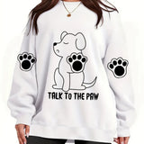 Plus Size Dog Print Sweatshirt Casual Long Sleeve