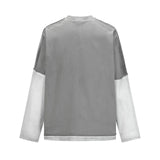 Unisex long-sleeved shirt autum color-blocked fake two-piece